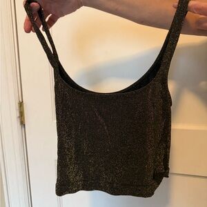 Free People Elegant Black Glitter Women's Crop Top